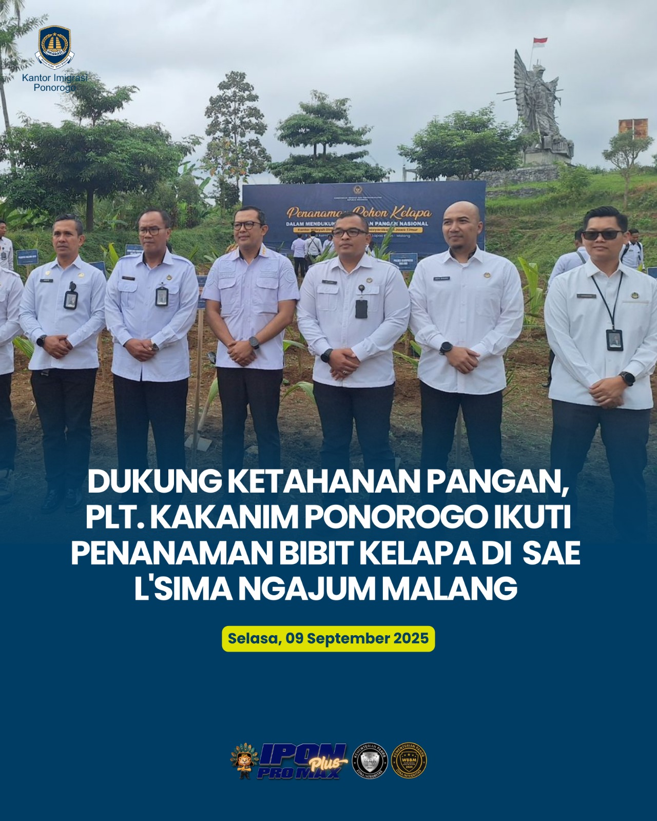 Dukung Ketahanan Pangan, Plt. Kakanim Ponorogo Ikuti Penanaman Bibit Kelapa di SAE L'SIMA Ngajum Malang